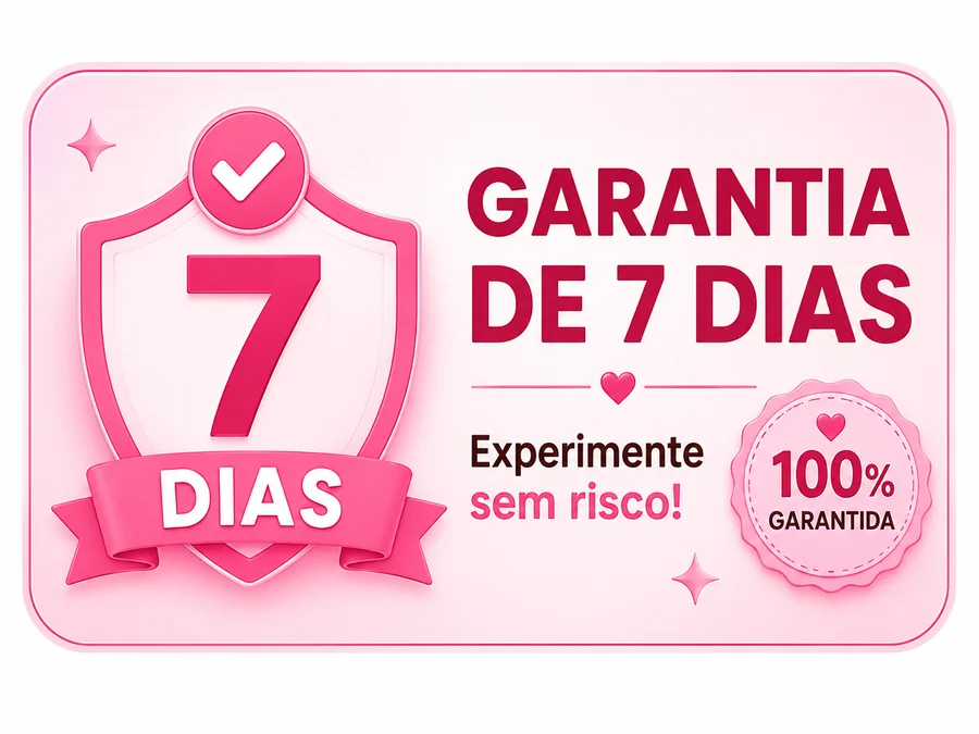 Selo de garantia de 7 dias: experimente sem risco, 100% garantida